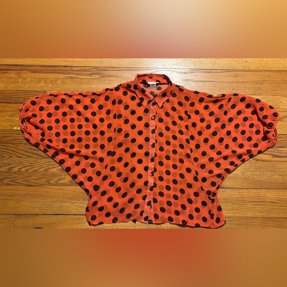 Sans Souci Vibrant Orange Polka Dot Top